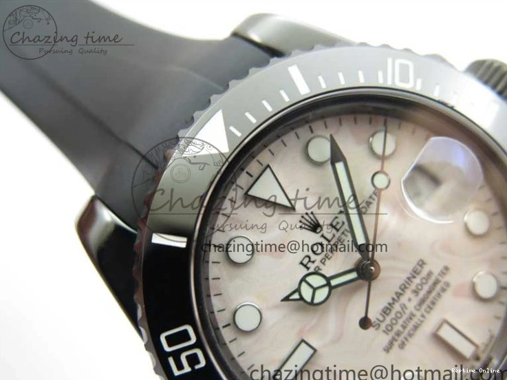 0109 Submariner 40mm Black Ceramic 5GF Best Edition Cream Dial on Black Rubber Strap SA Neat 2470